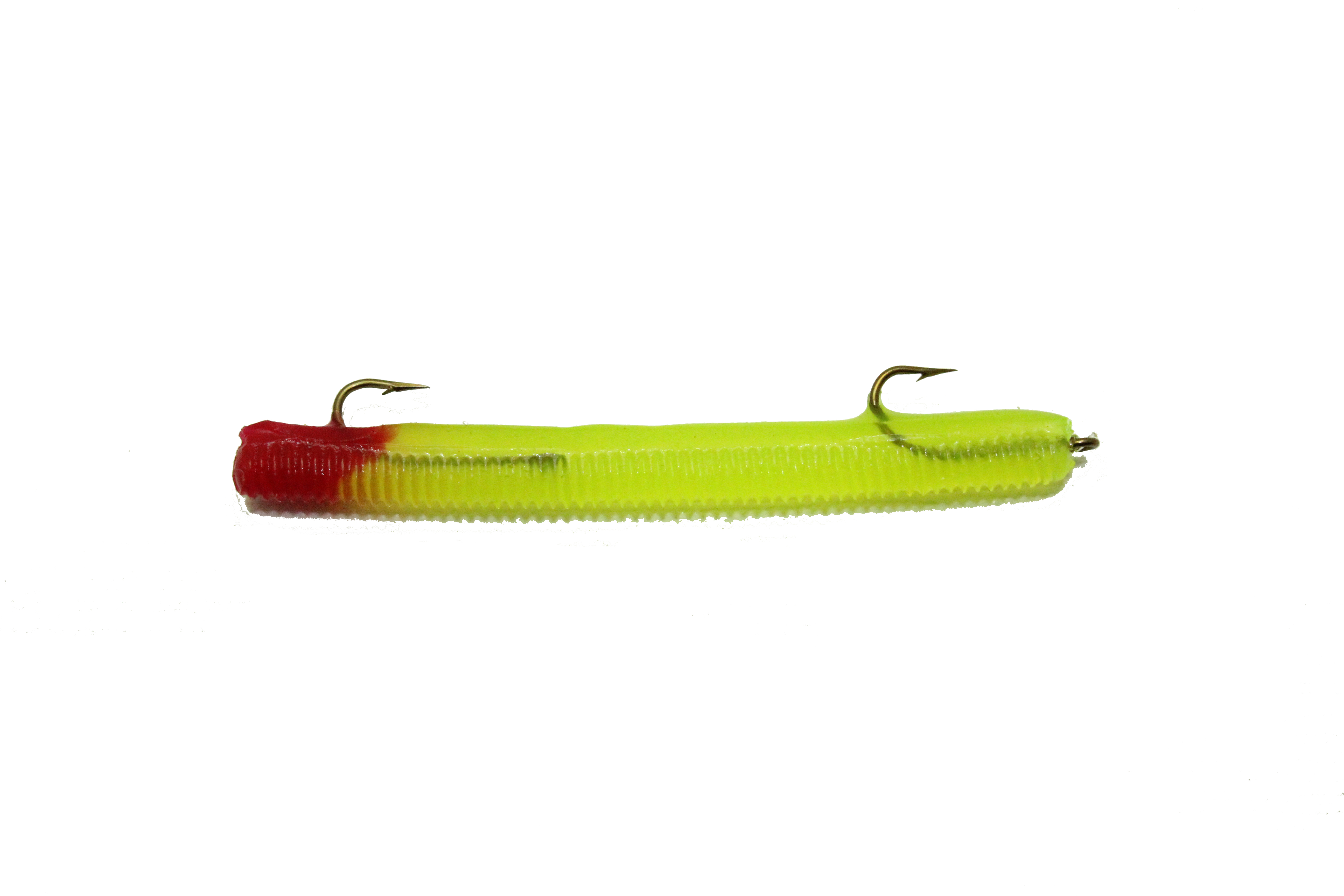 P-WEE WORM 2 1/2 - CHARTREUSE / RED TIP - IKE-CON Fishing Tackle