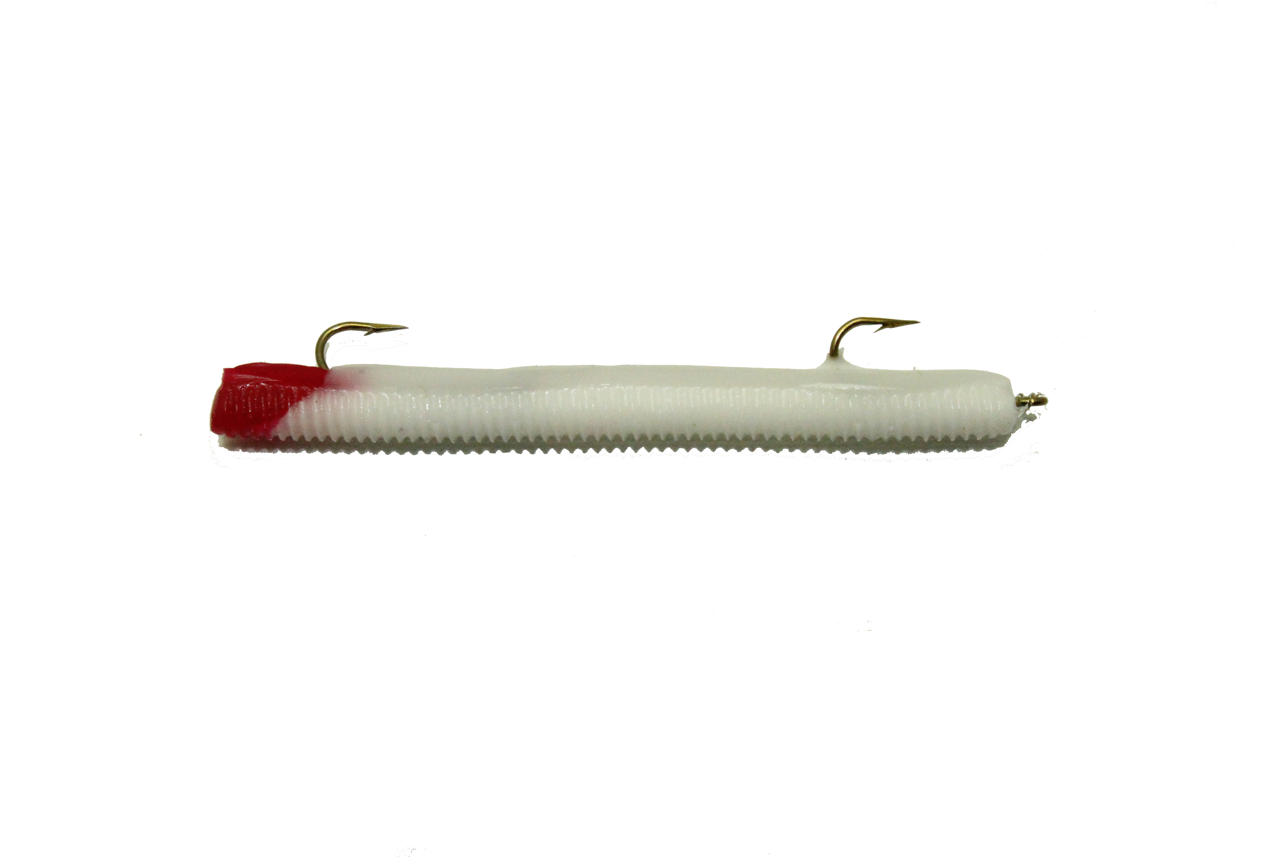 P-WEE WORM 2 1/2 - WHITE / RED TIP - IKE-CON Fishing Tackle