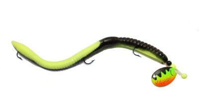 WALLEYE SPINNER RIG - NIGHT CRAWLER / SPECKLED CHART GLOW BLADE - IKE-CON  Fishing Tackle